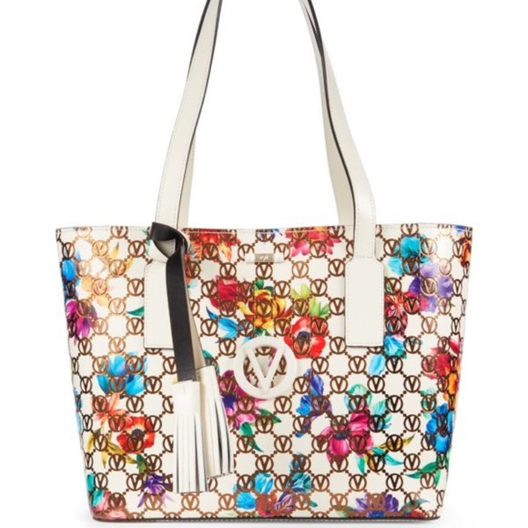 Valentino Mario Valentino Handbags - VALENTINO MARIO VALENTINO Prince Floral Monogram Leather Tote